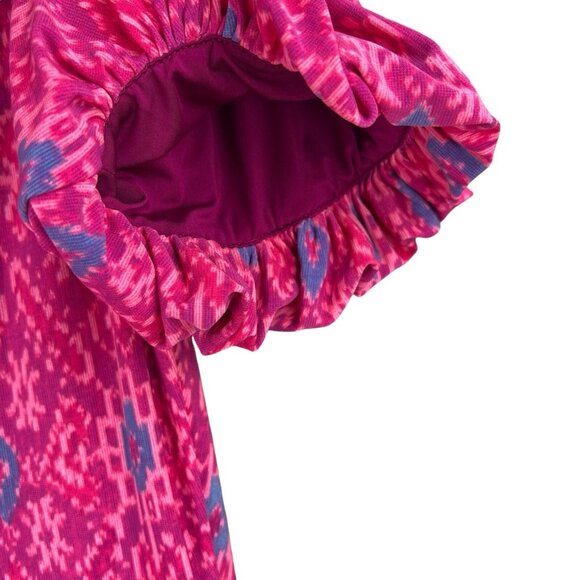 LAUREN Ralph Lauren Women Ruffle Dress Sz 10 Fuchsia Multi Geo High Low Hem NWT - Picture 4 of 14